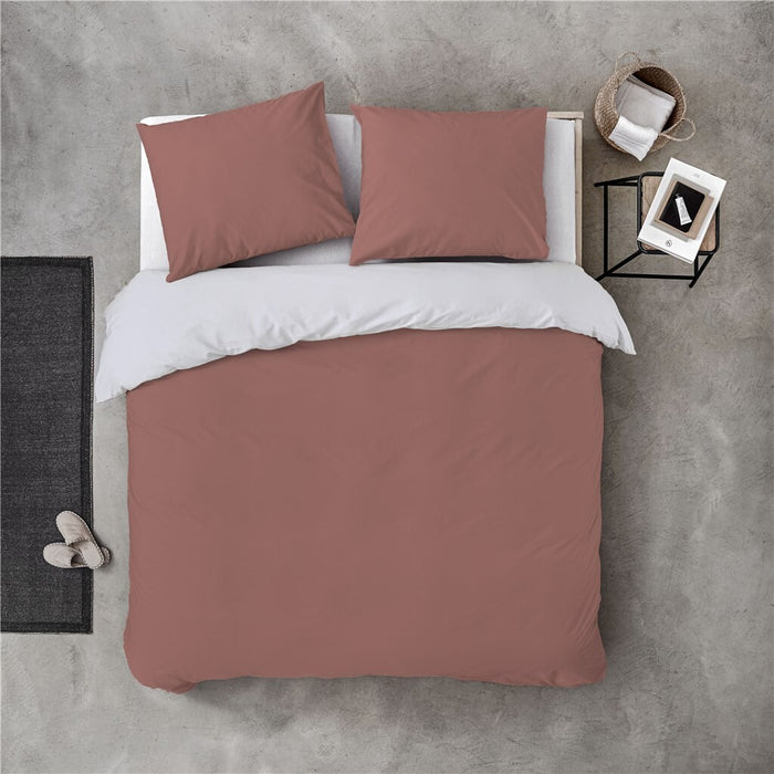 Byrklund - Dekbedovertrek Side Way - 200x220 - Terra | Wit