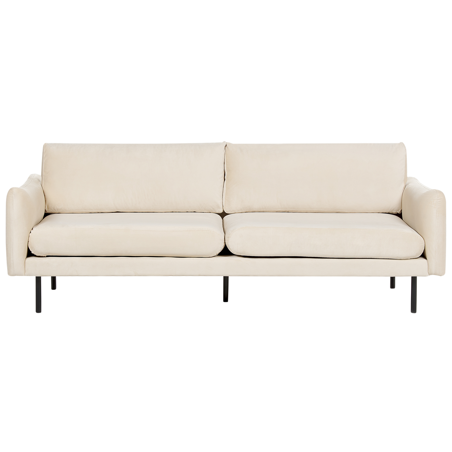 Beliani - VINTERBRO - Driezitsbank - Lichtbeige - Fluweel