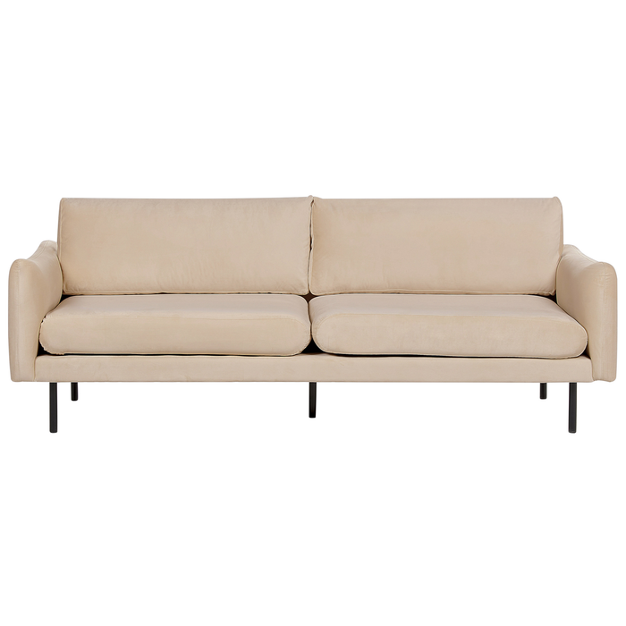 Beliani - VINTERBRO - Driezitsbank - Beige - Fluweel