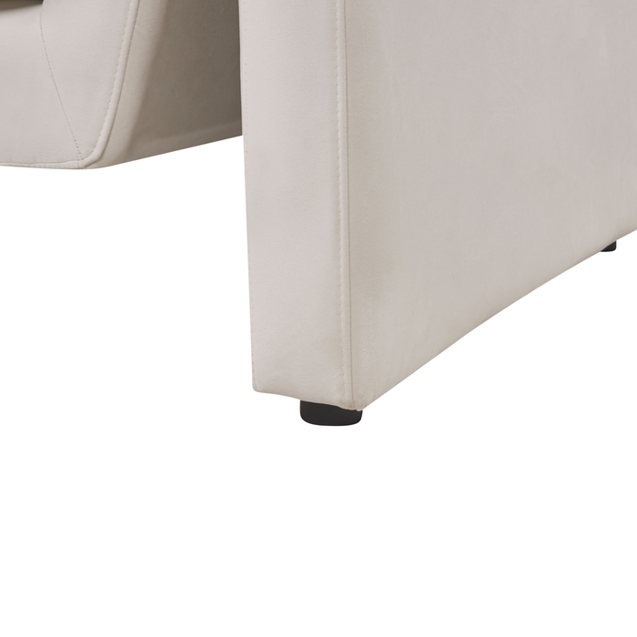 Beliani - MAUNU - Driezitsbank - Lichtbeige - Fluweel