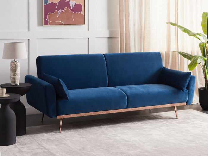 Beliani - EINA - Slaapbank 3-zits - Marineblauw - Fluweel