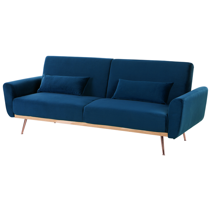 Beliani - EINA - Slaapbank 3-zits - Marineblauw - Fluweel