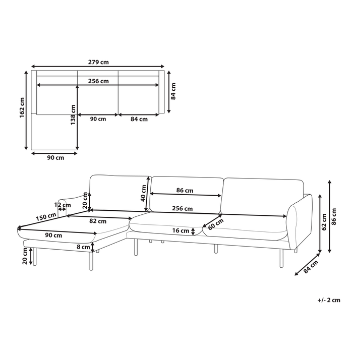 Beliani - VINTERBRO - Hoekbank - Beige - Rechtszijdig - Fluweel
