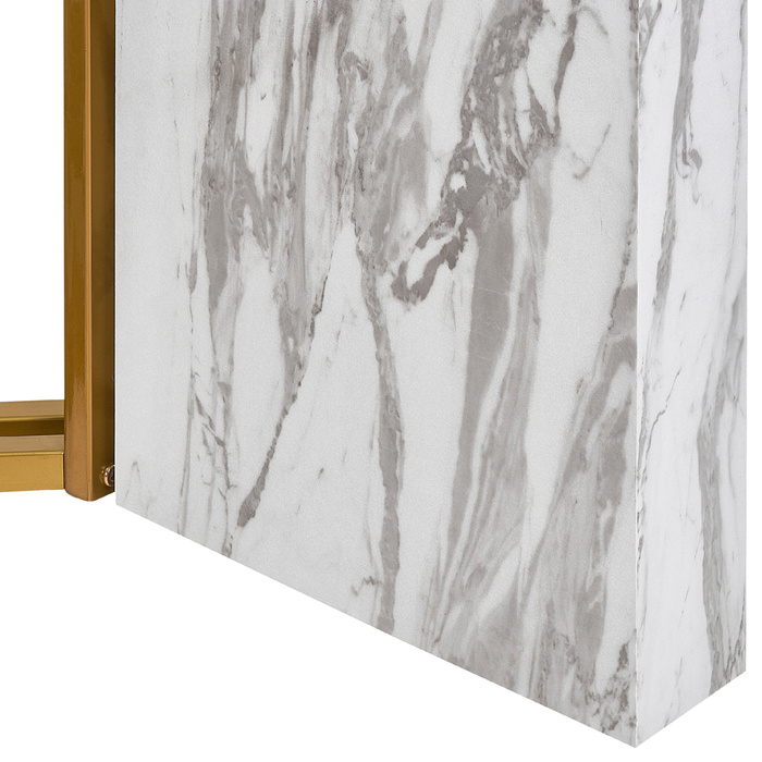 Beliani - CALCIO - Eettafel - Marmerlook|Goud - MDF