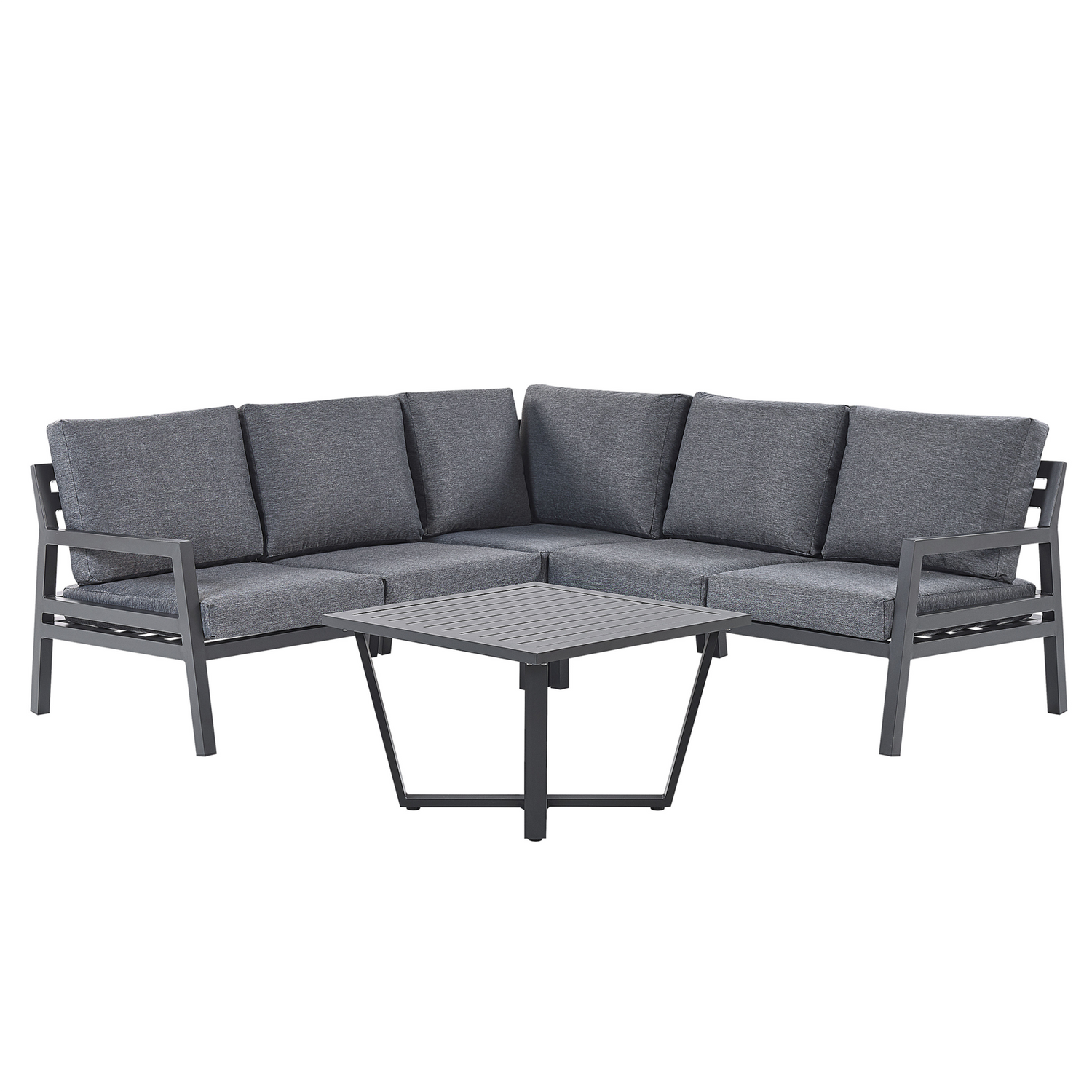 Beliani - VIZZINI - Loungeset voor 5 - Grijs - Aluminium