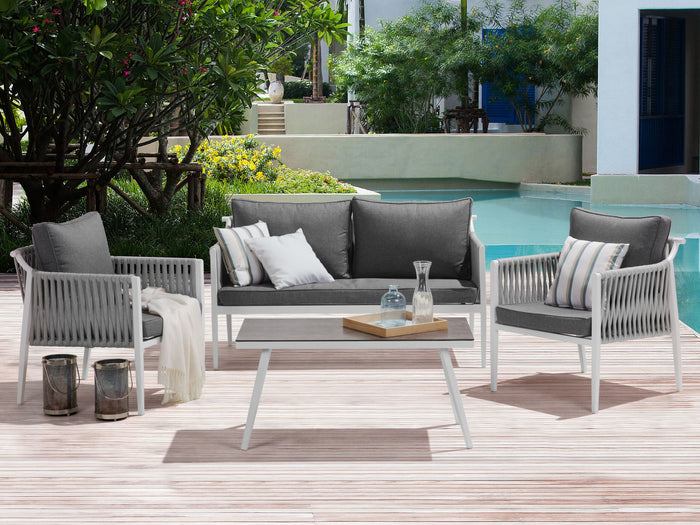 Beliani - LATINA - Loungeset voor 4 - Wit - Aluminium