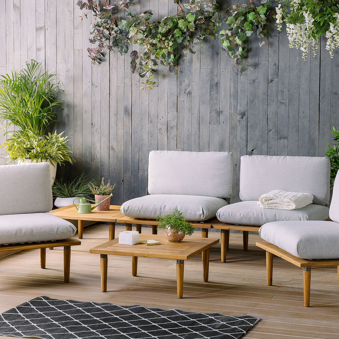 Beliani - FRASCATI - Loungeset voor 4 - Grijs - Acaciahout