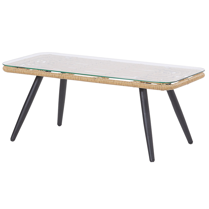 Beliani - FOBELLO - Loungeset voor 4 - Natuurlijk - PE rotan