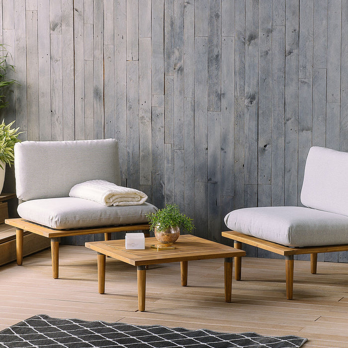 Beliani - FRASCATI - Loungeset voor 2 - Grijs - Acaciahout