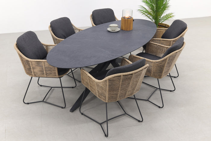 Taste Belmond naturel|Privada 240x107 - Ovale tuinset - 7-delig