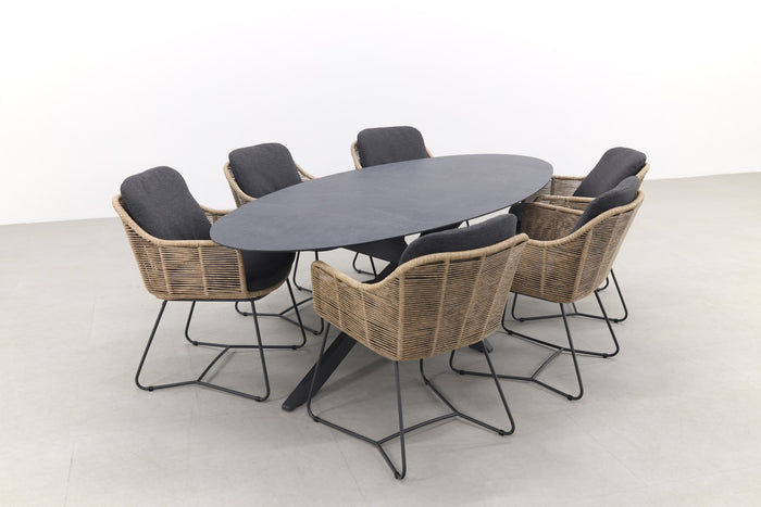 Taste Belmond naturel|Privada 240x107 - Ovale tuinset - 7-delig