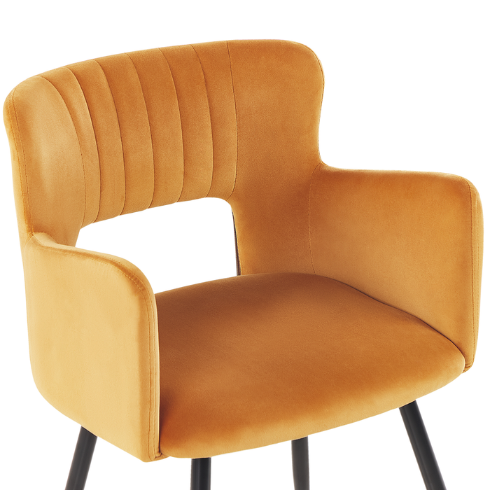 Beliani - SANILAC - Eetkamerstoel set van 2 - Oranje - Fluweel