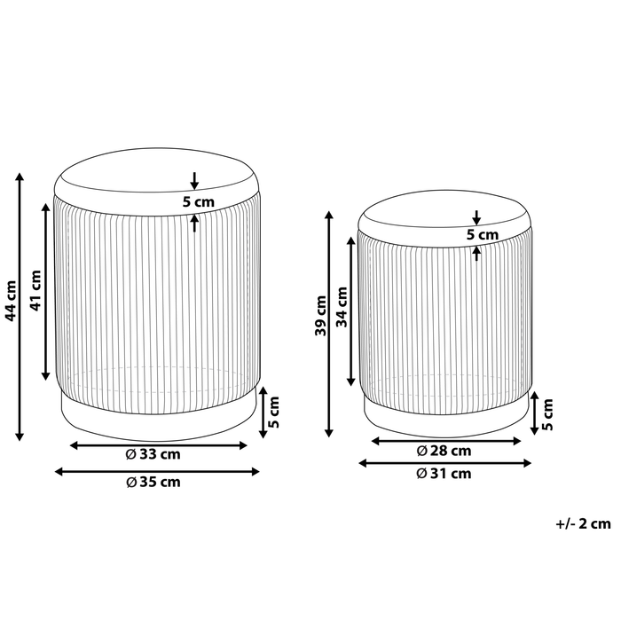 Beliani - MIRAMAR - Poef set van 2 - Oranje - Fluweel