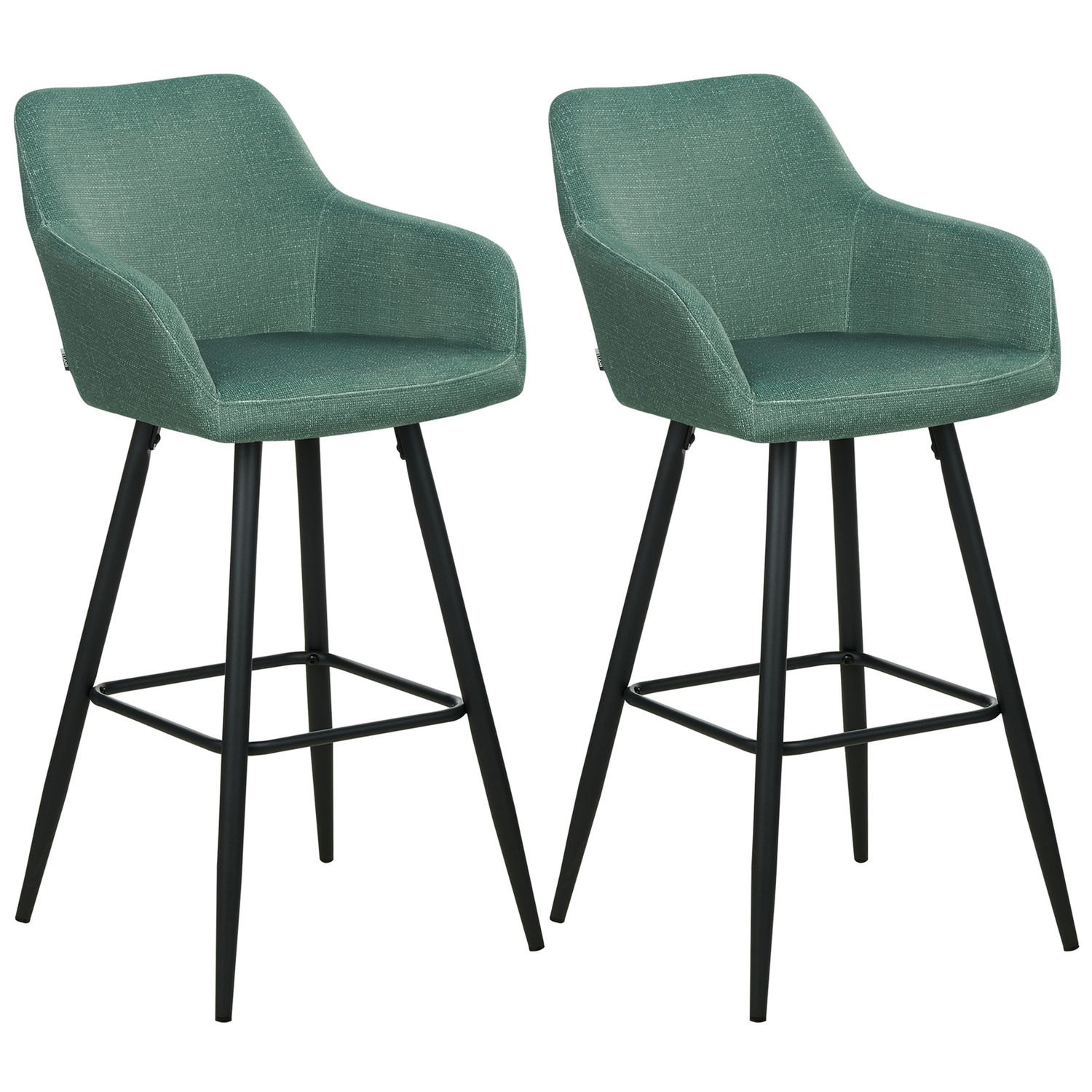 Beliani - CASMALIA - Barkruk set van 2 - Donkergroen - Fluweel