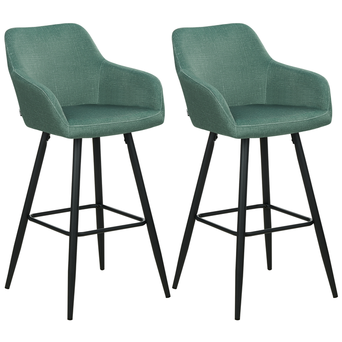 Beliani - CASMALIA - Barkruk set van 2 - Donkergroen - Fluweel