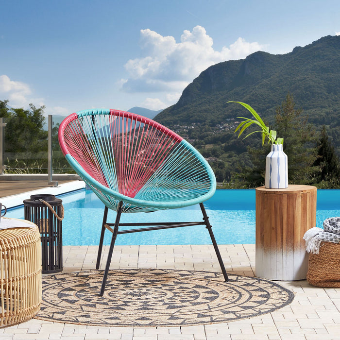 Beliani - ACAPULCO - Tuinstoel - Roze|Turquoise - PE rotan