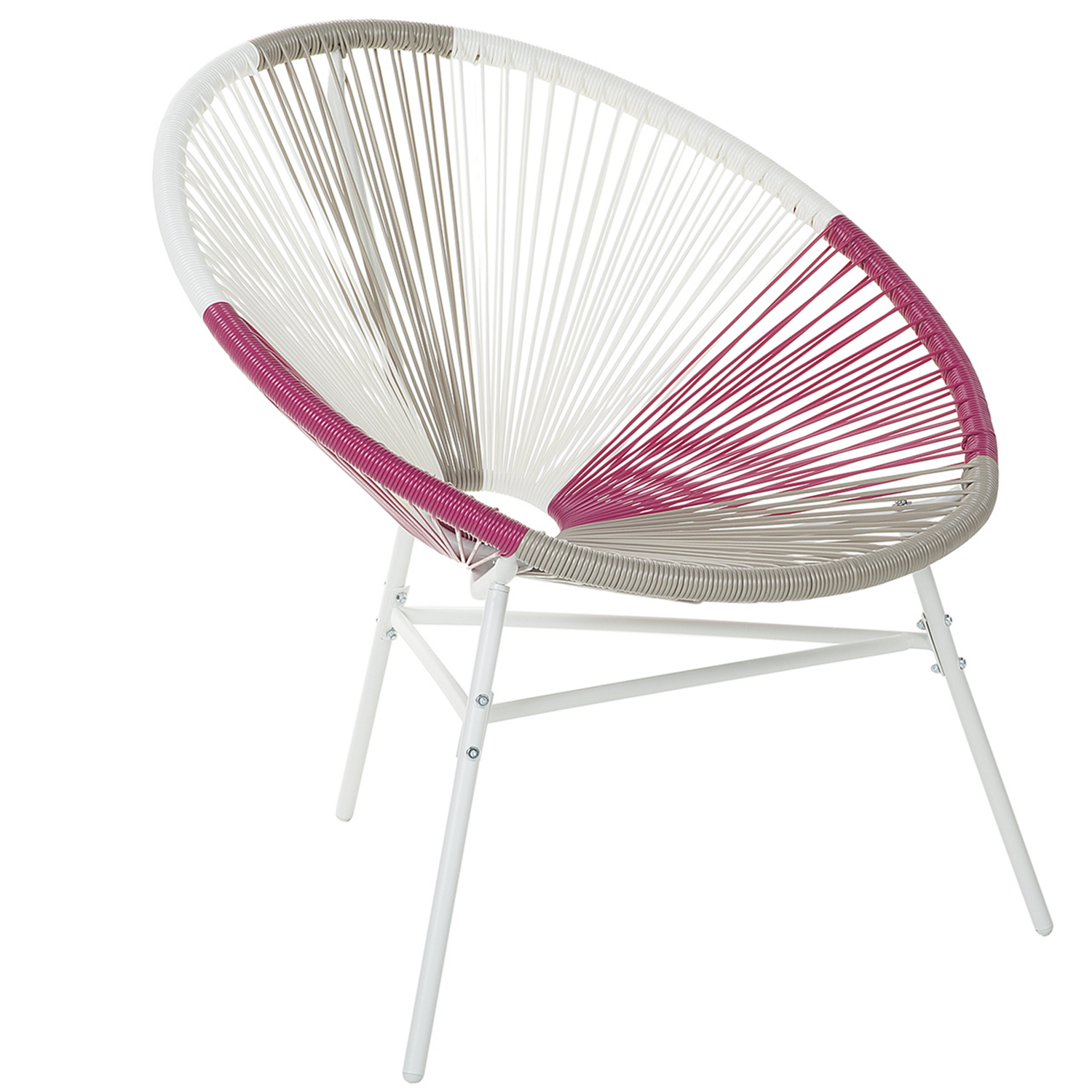 Beliani - ACAPULCO - Tuinstoel - Wit|Beige|Roze - PE rotan