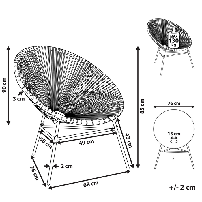 Beliani - ACAPULCO - Tuinstoel - Wit|Beige|Roze - PE rotan