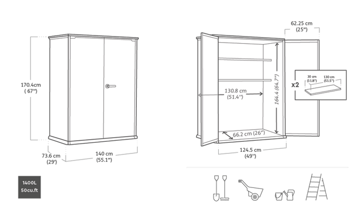 Keter Premier Tall Opbergkast – 139.5x77x170cm – Grijs