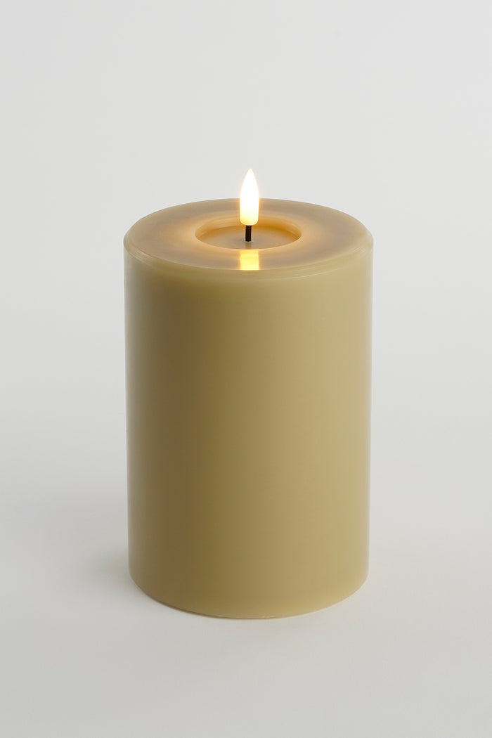 Mica Decorations LED Kaars - H15 x Ø10 cm - Wax - Taupe