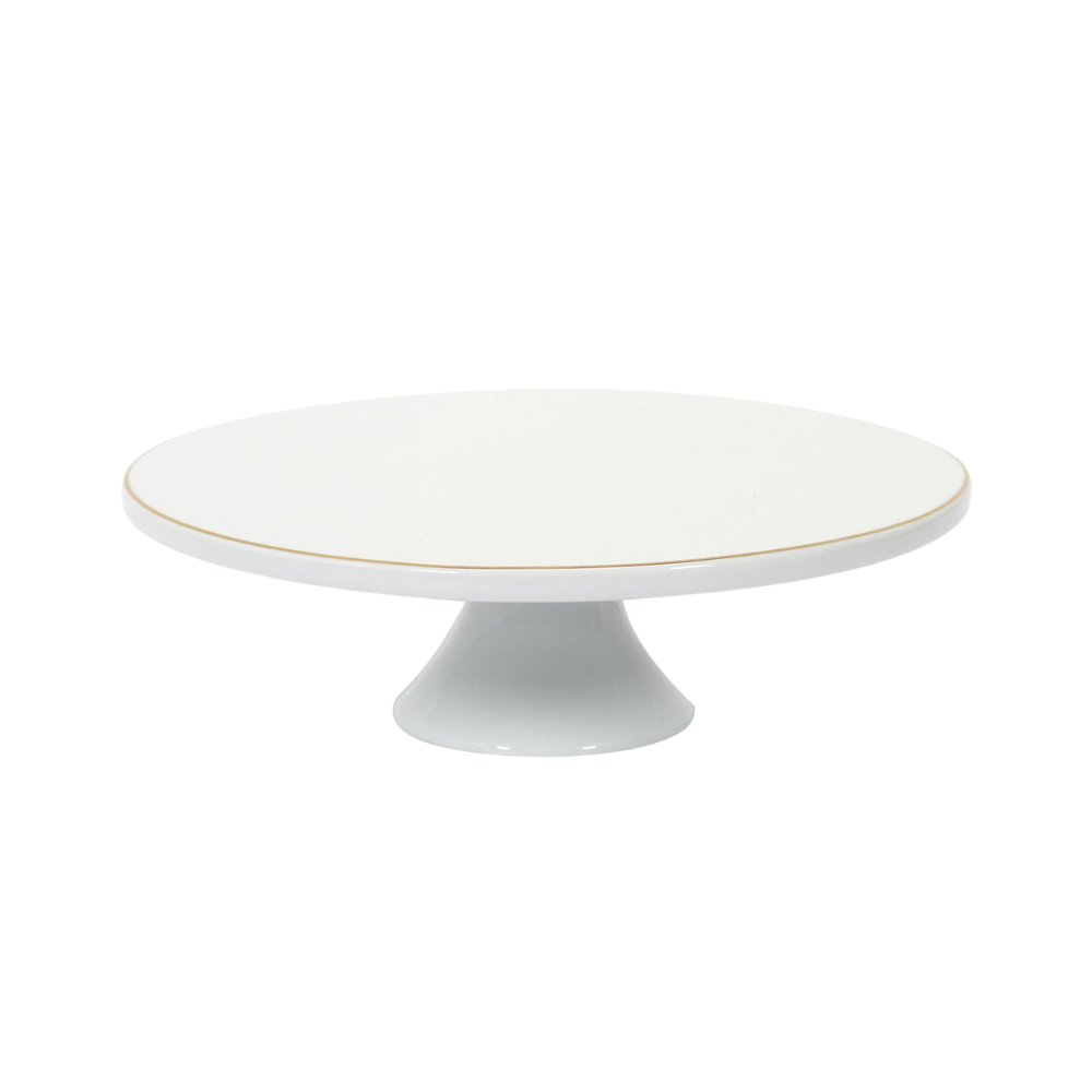 OTIX Taartplateau met Voet 30cm Wit met Gouden rand Decoratie Porse...