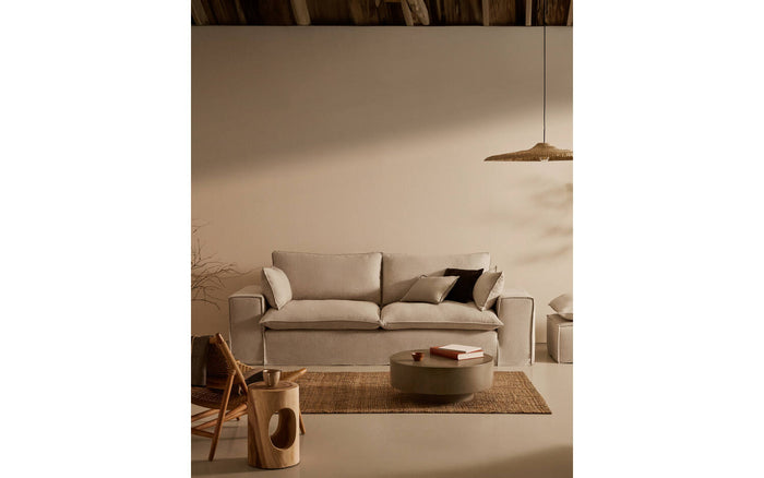 Kave Home - 3-zitsbank Anarela met afneembare hoes en beige linnen