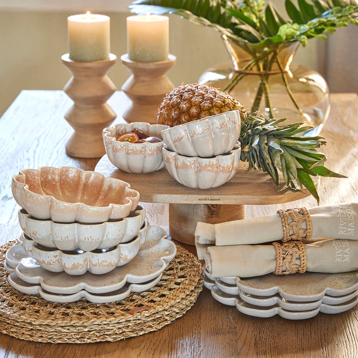 Riviera Maison Diepe ronde schaal Beige - Blossom - Aardewerk