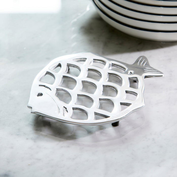 Riviera Maison Pannenonderzetter Zilver - Fish Trivet - Aluminium