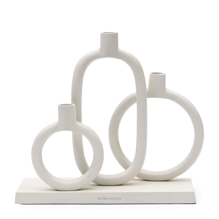 Riviera Maison Kaarsenhouder Wit - Viviana - Aluminium, Hout