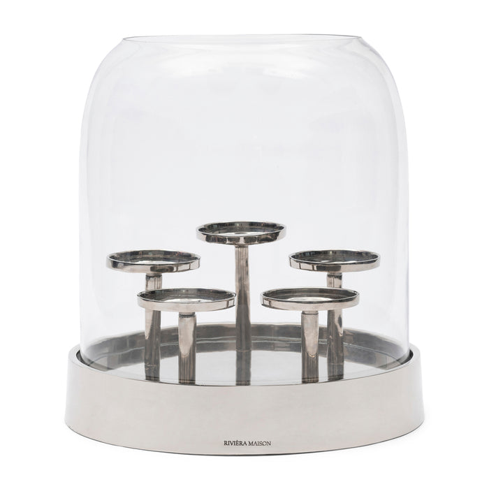 Riviera Maison Kaarsenhouder Zilver - Bassilac - Aluminium, Glas, Hout