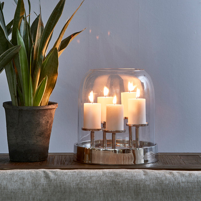 Riviera Maison Kaarsenhouder Zilver - Bassilac - Aluminium, Glas, Hout