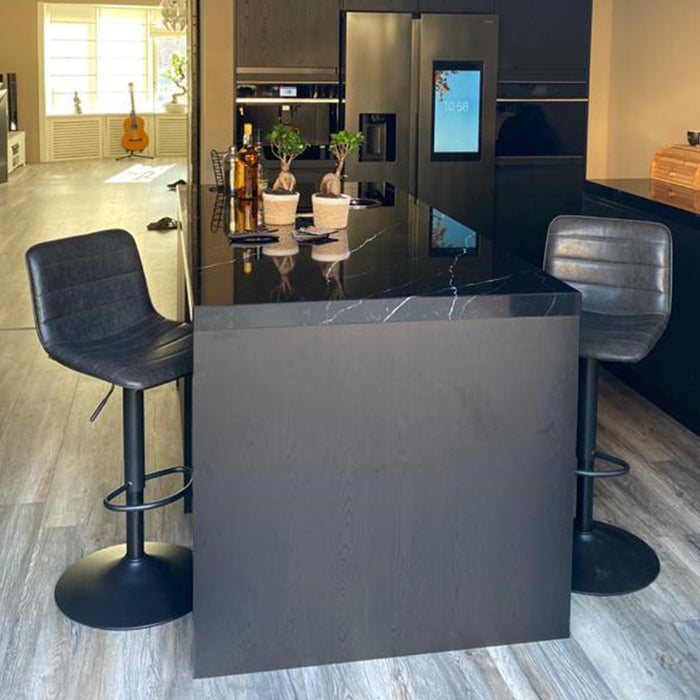 Bronx71 Industriële barkruk Boston leer antraciet 60-76 cm - draaibaar