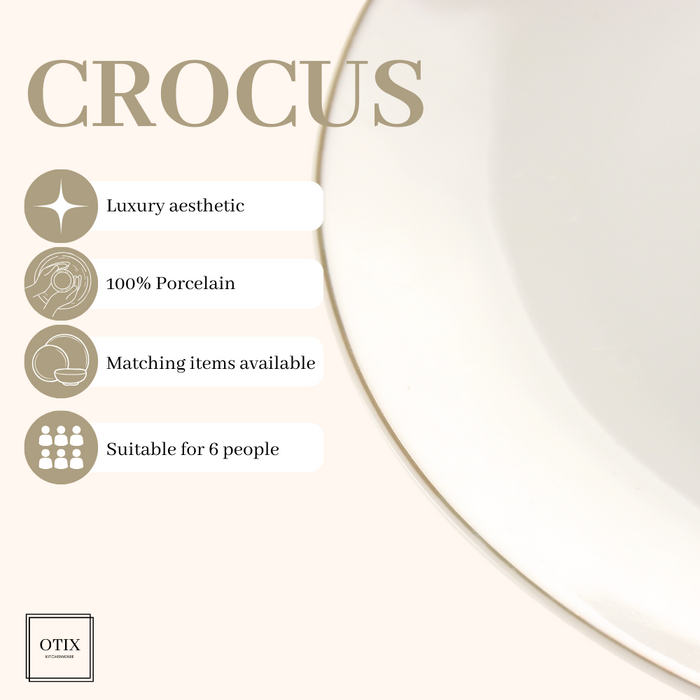 OTIX Serviesset Bordenset 6 persoons 18-delig Wit met Gouden rand P...