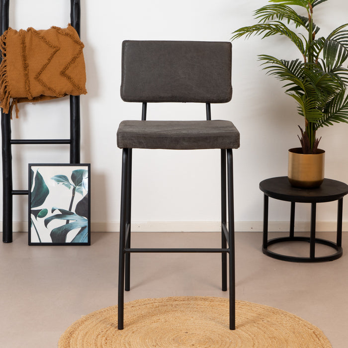 Bronx71 Industriële barkruk Espen antraciet eco-leer 64-77 cm