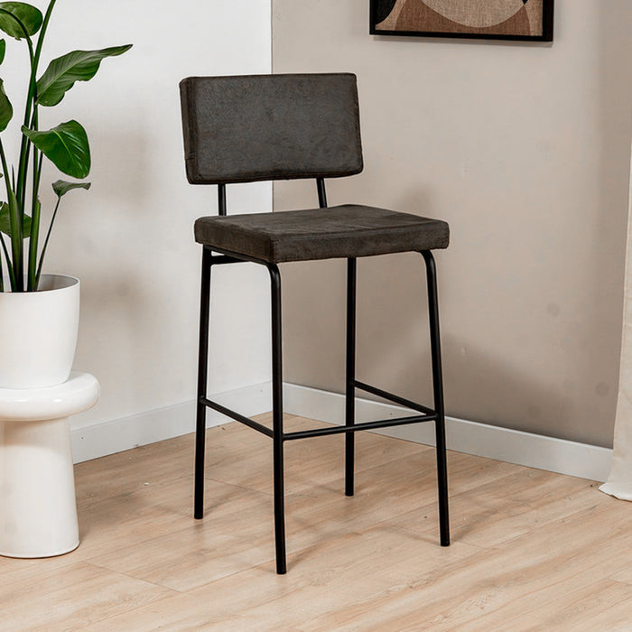 Bronx71 Industriële barkruk Espen antraciet eco-leer 64-77 cm