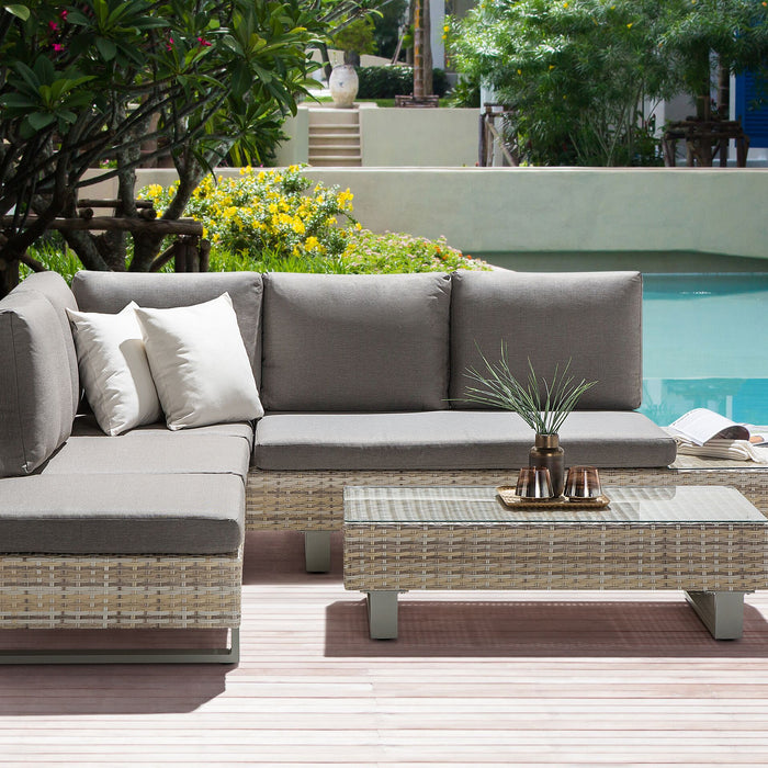 Beliani - LANCIANO - Loungeset voor 5 - Grijs - PE rotan