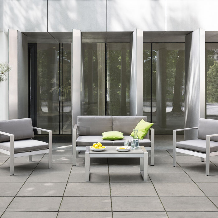 Beliani - SALERNO - Loungeset voor 4 - Grijs - Aluminium