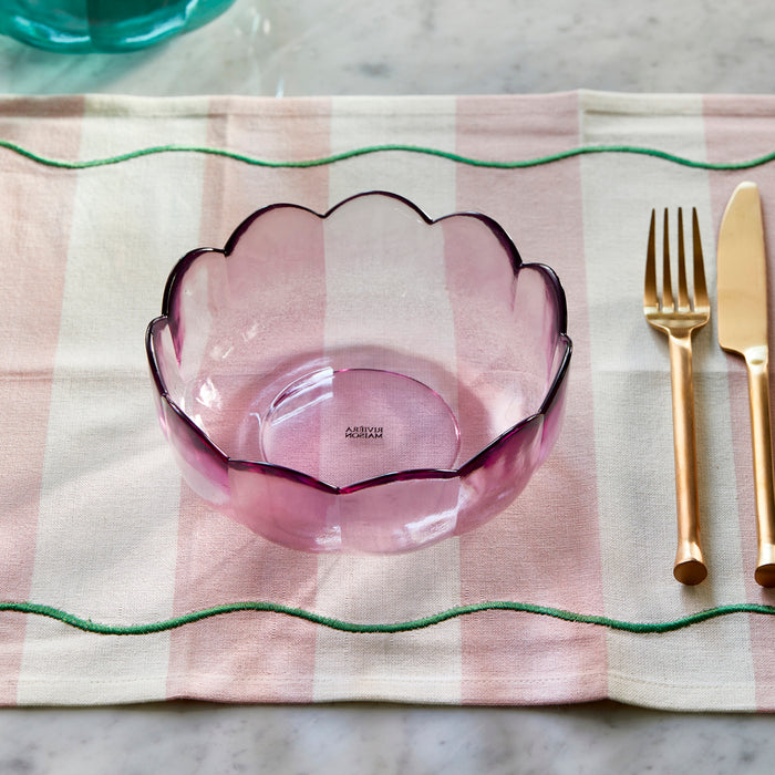 Riviera Maison Serveerschaal Roze - Toulouse - Glas (ØxH) 17x6.5