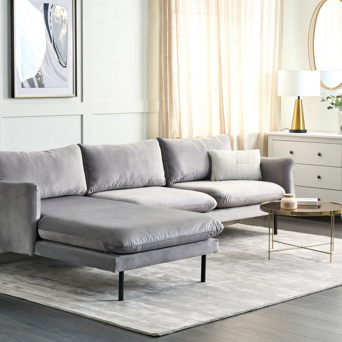 Beliani - VINTERBRO - Hoekbank - Grijs - Rechtszijdig - Fluweel