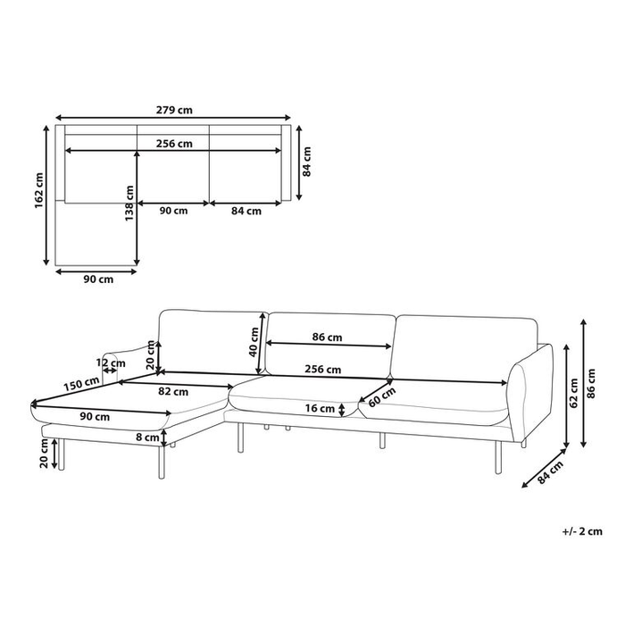 Beliani - VINTERBRO - Hoekbank - Grijs - Rechtszijdig - Fluweel