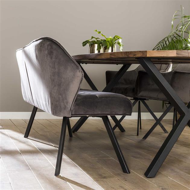 Giga Meubel - Eetkamerbank Velvet Antraciet - 180x59x84cm