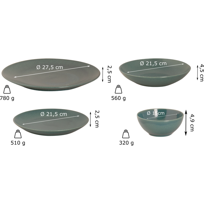 Mammoet Serviesset Spirit Stoneware 6-persoons 24-delig Groen