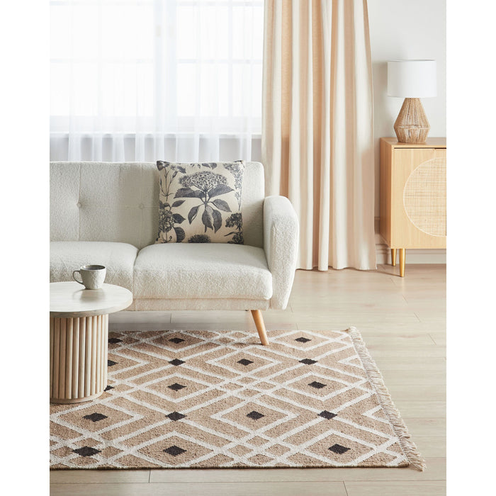 Beliani-ESENCIK-Laagpolig vloerkleed-Lichtbeige-160 x 230 cm-Jute