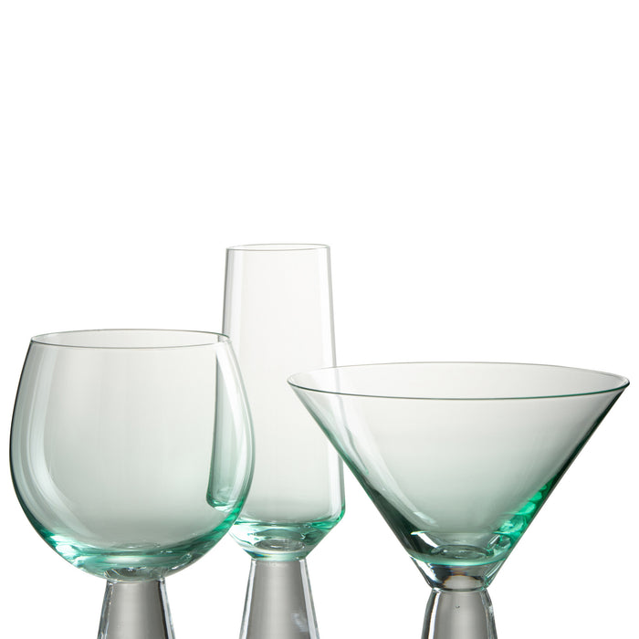 J-Line glas cocktail Lewis - glas - azuur - 4 stuks