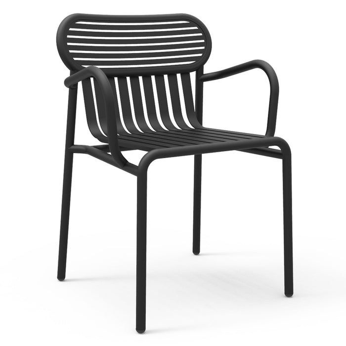 Week-end tuinstoel met armleuningen zwart