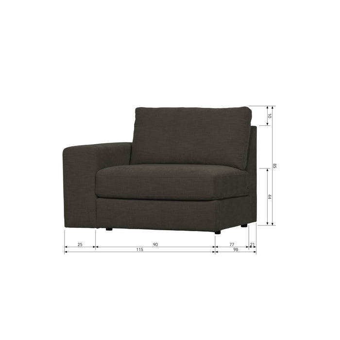 vtwonen Family 1-Zits Bank Element Arm Links - Polyester - Antraciet