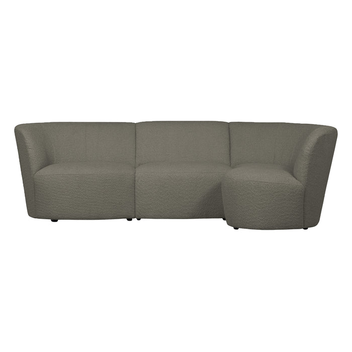 WOOOD Coco 3-Zits Ronding Rechts - Bouclé - Warm Groen - 70x230x138