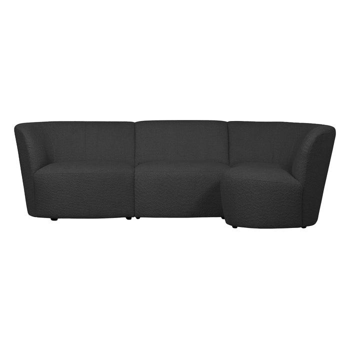 WOOOD Coco 3-Zits Ronding Rechts - Bouclé - Donkergrijs - 70x230x138