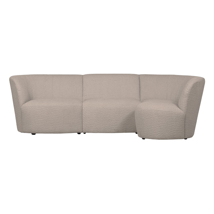 WOOOD Coco 3-Zits Ronding Rechts - Bouclé - Zand - 70x230x138