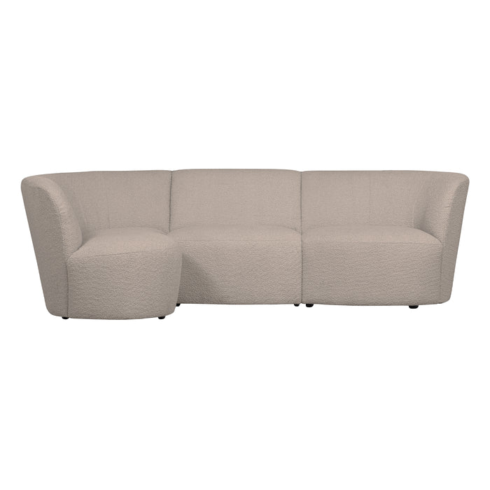 WOOOD Coco 3-Zits Ronding Links - Bouclé - Zand - 70x230x138